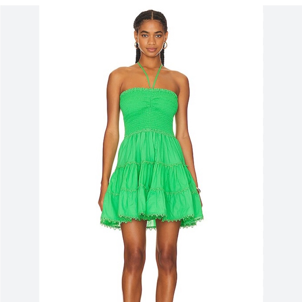 Vibrant Green Tiered Mini Dress